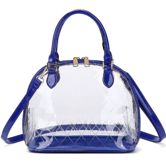 NWT Blue Clear Dome Satchel Bag | Stadium Approved Transparent Handbag Purse - Picture 1 of 1